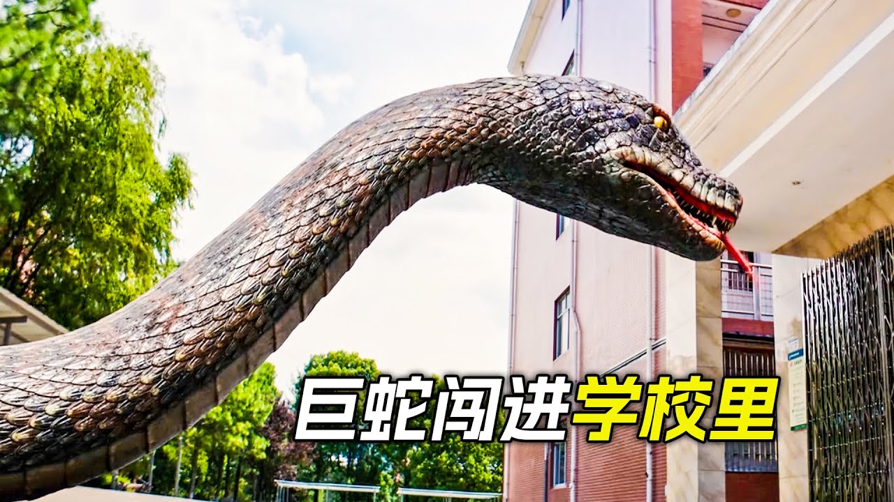 巨蛇闖進學校裡，嚇得人們四處逃竄，科幻，奇幻，電影，解說，獵奇，懸疑，冒險，超能力，巨蛇，短片，short film